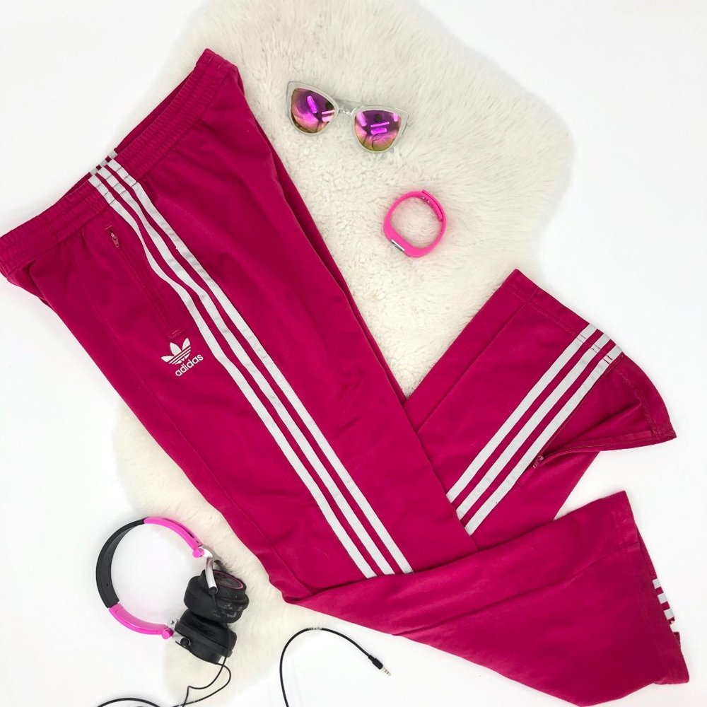 ADIDAS Vintage Hot Pink White Track Pants Joggers - Picture 8 of 16